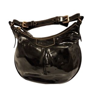 𝅺dooney & Bourke Luisa Blk Patent Leather Shoulder Bag Hobo Purse